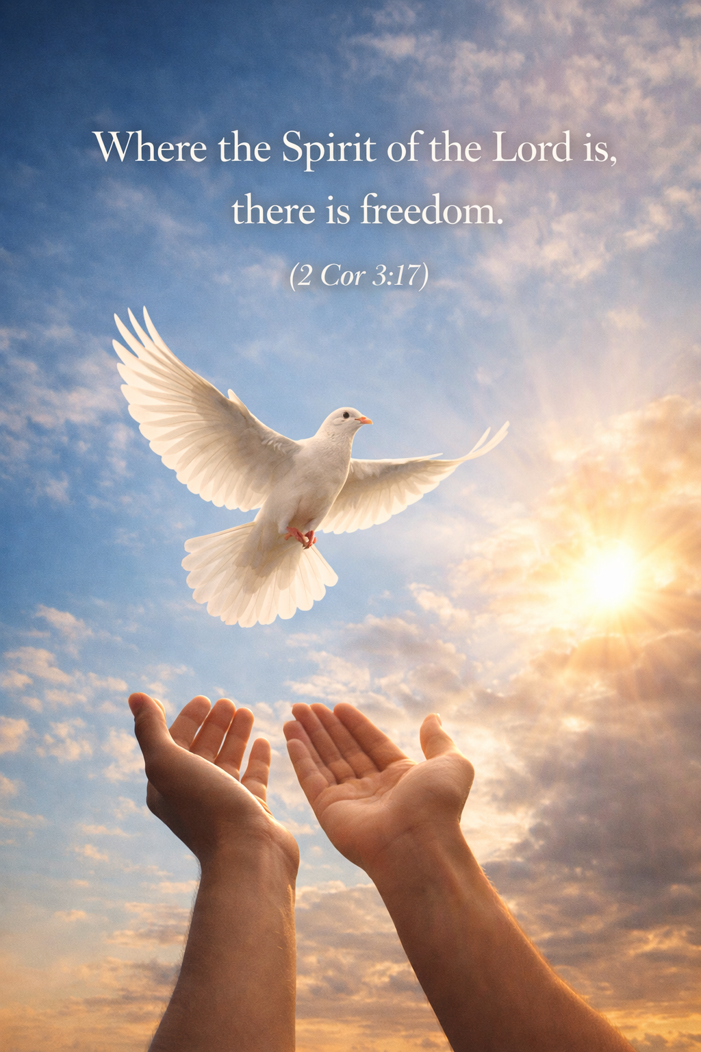 Bible Verse Wallpaper -- Dove of Freedom, Holy Spirit (Vertical)